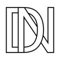 Logo sign dn nd icon sign, dn interlaced letters d n