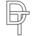 Logo sign dt, td icon nft dt interlaced letters d t