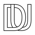 Logo sign du ud icon nft du interlaced letters d u