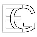 Logo sign eg and ge icon sign interlaced letters G, E vector logo eg, ge first capital letters pattern alphabet e, g