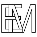 Logo sign em me icon, nft em interlaced, letters e m