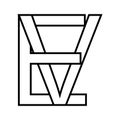 Logo sign ev ve icon nft, ev interlaced letters e v