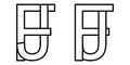 Logo sign fj jf icon sign interlaced letters J, F vector logo jf, fj first capital letters pattern alphabet j f