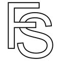 Logo sign, fs sf icon nft fs interlaced letters f s