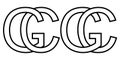 Logo sign gc cg icon sign interlaced letters c, g vector logo gc, cg first capital letters pattern alphabet g, c