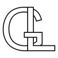 Logo sign gl lg icon nft interlaced letters g l