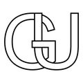 Logo sign gu ug icon nft interlaced letters g u