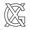 Logo sign gx xg icon nft interlaced letters g x