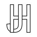 Logo sign hj jh icon, double letters logotype h j