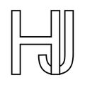 Logo sign hj jh icon nft interlaced letters j h