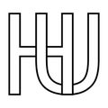 Logo sign hu uh icon, nft interlaced letters u h