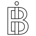 Logo sign ib bi icon, nft interlaced letters i b