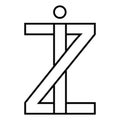 Logo sign iz zi icon nft interlaced letters i z