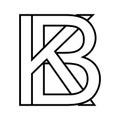 Logo sign kb bk icon double letters logotype b k