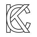 Logo sign kc ck, icon double letters logotype b c