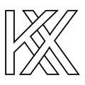 Logo sign kx xk, icon double letters logotype x k