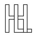 Logo sign lh hl, icon double letters logotype h l