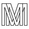 Logo sign mm m icon double letters logotype mm m