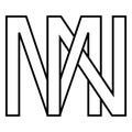 Logo sign mn nm icon double letters logotype m n