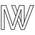 Logo sign mv vm icon double letters logotype m v