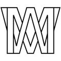 Logo sign mw wm icon double letters logotype m w