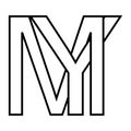 Logo sign my ym, icon double letters logotype m y