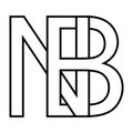 Logo sign nb bn, icon double letters logotype n b