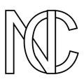 Logo sign nc cn, icon double letters logotype n c