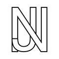 Logo sign nj jn icon double letters logotype n j