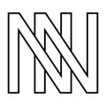 Logo sign nn n, icon double letters logotype n nn