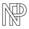 Logo sign np, pn icon double letters logotype n p