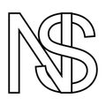 Logo sign ns sn, icon double letters logotype n s