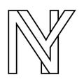 Logo sign ny yn icon double letters logotype n y