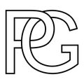 Logo sign pg gp icon double letters logotype p g