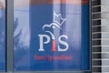 Logo and sign of of PiS Law and Justice Polish: Prawo i Sprawiedliwosc political party Royalty Free Stock Photo
