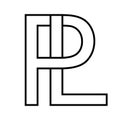 Logo sign pl lp icon double letters logotype p l