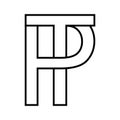 Logo sign pt, tp icon double letters logotype p t