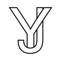 Logo sign yj jy icon double letters logotype y j