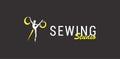 Logo silhouette ballerina and scissors, sewing studio