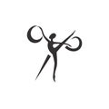 Logo silhouette ballerina and scissors, sewing studio