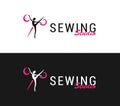 Logo silhouette ballerina and scissors, sewing studio