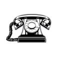 Logo silhouette of the old home phone with a dial Royalty Free Stock Photo