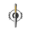 Logo for draft beer with yellow spikelet of wheat, barley. Silhouette, part of beer pump with tap and handle. Vector. Royalty Free Stock Photo