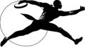 Discus Thrower Silhouette Black and White Action Pose Royalty Free Stock Photo