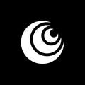 Logo of simple white triple crescent moon with black background