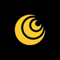 Logo of simple yellow triple crescent moon with black background