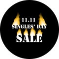 Logo for singles day sale in bright fire