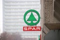 Logo of the SPAR supermarket on the wall .on the Herengracht in Den Haag the Netherlands.