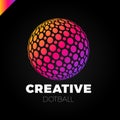 Logo sphere with dot. Abstract vector logotype ball globe