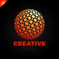 Logo sphere with dot. Abstract vector logotype ball globe